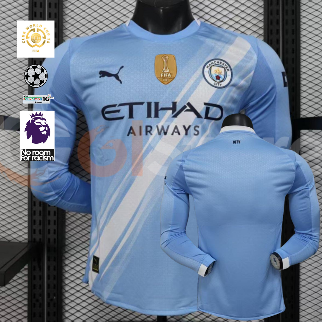 Man City 2025-26 Home Long Sleeve Player Jersey