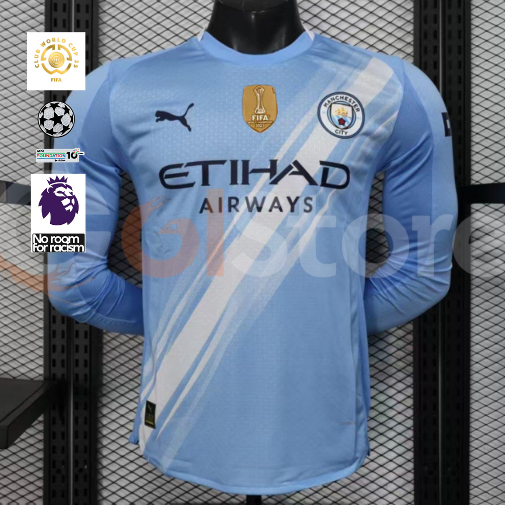 Man City 2025-26 Home Long Sleeve Player Jersey