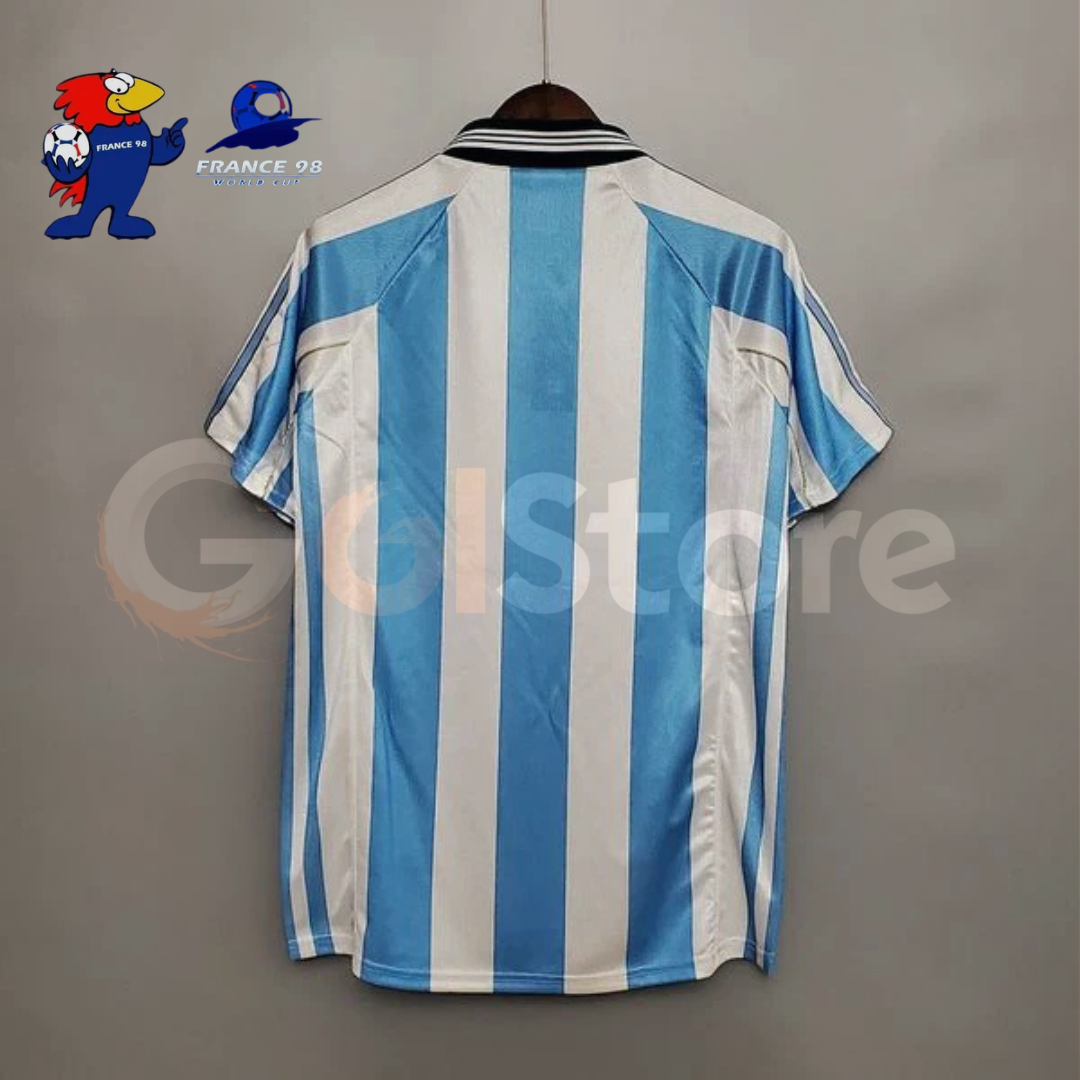 Argentina 1998 World Cup Home Retro Short Sleeve Jersey Personalized S-2XL