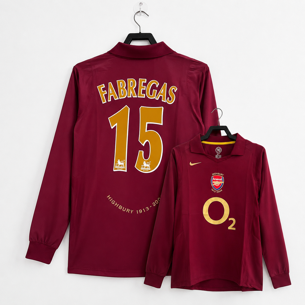 Arsenal FC 2005/06 Retro Home Long Sleeve No.15 Fabregas Jersey – Highbury Final Season Football Shirt S–2XL