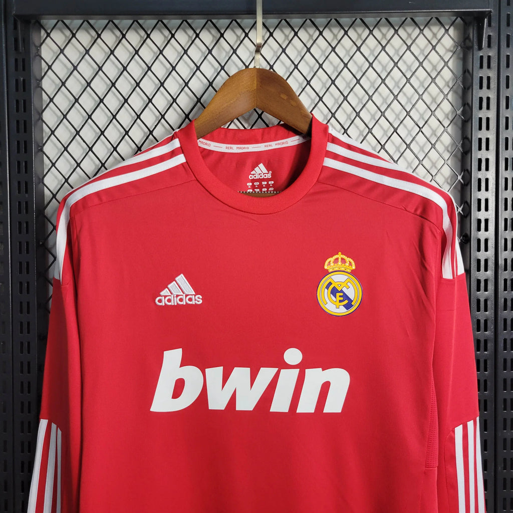 2011/12 Real Madrid Retro Away Red Long Sleeve Jersey #10 Ozil UCL Personalized