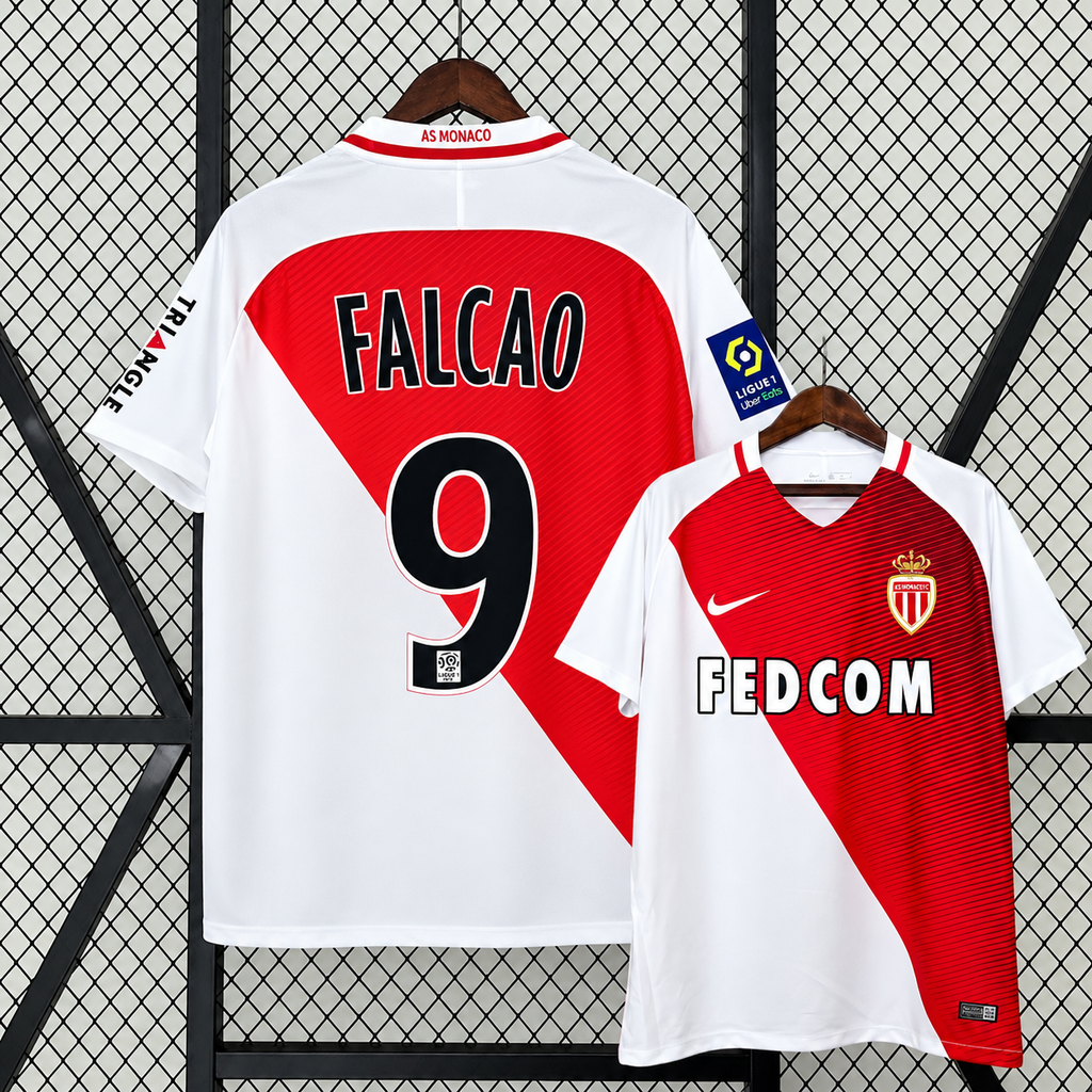 Retro AS Monaco 2016-17 Home Jersey #9 Falcao Ligue 1