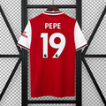 Arsenal FC 2019-2020 Retro Home Jersey | Nicolas Pépé #19 Men's Soccer Shirt - Short Sleeve Modern Heritage Edition with Optional Premier League Patches