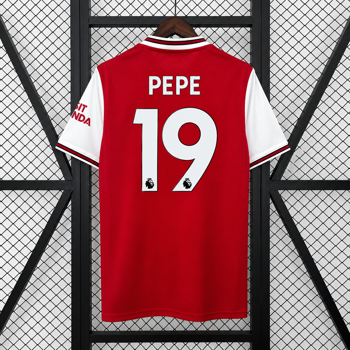 Arsenal FC 2019-2020 Retro Home Jersey | Nicolas Pépé #19 Men's Soccer Shirt - Short Sleeve Modern Heritage Edition with Optional Premier League Patches