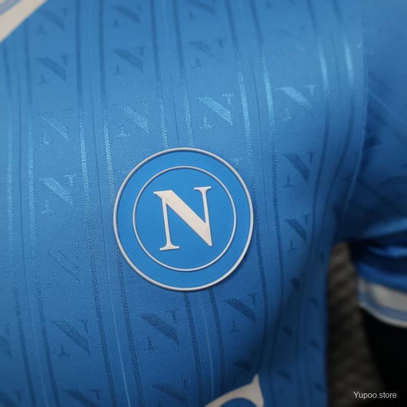 2025-2026 SSC Napoli Player Version Home Short Sleeve Jersey Personalized UCL Serie A Patch