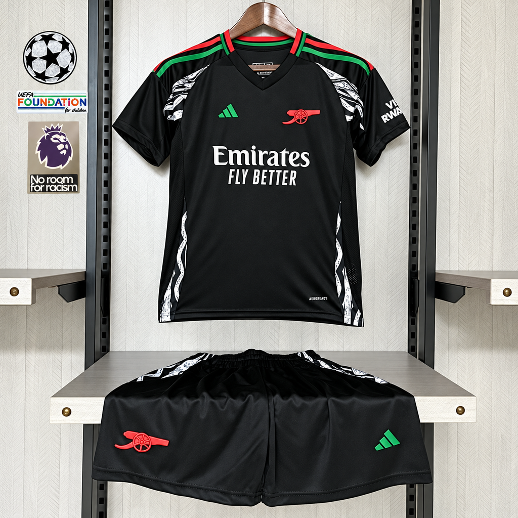 Kids Arsenal FC 2024-25 Away Jersey | Custom Name & Number | UCL or Premier League Patch | Sizes 16–28