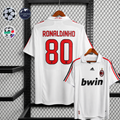 Retro AC Milan 2007-08 White Jersey Short Sleeve #80 Ronaldinho