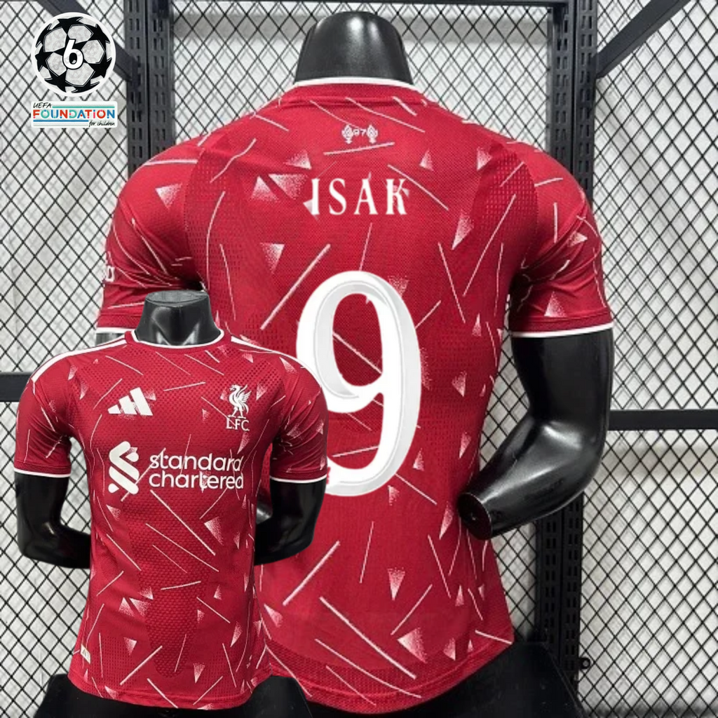 2026-2027 Liverpool Player Version Home Short Sleeve Jersey #9 Isak Personalized UCL Patch