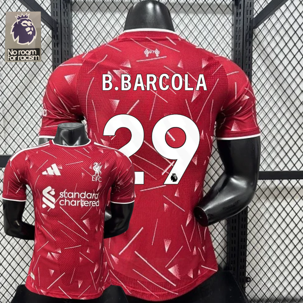 2026-2027 Liverpool Player Version Home Short Sleeve Jersey #29 Barcola Personalized UCL Patch