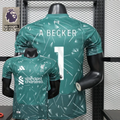 2026-2027 Liverpool Player Version Goalkeeper Short Sleeve Jersey #1 Alisson Becker Personalized PL Patch