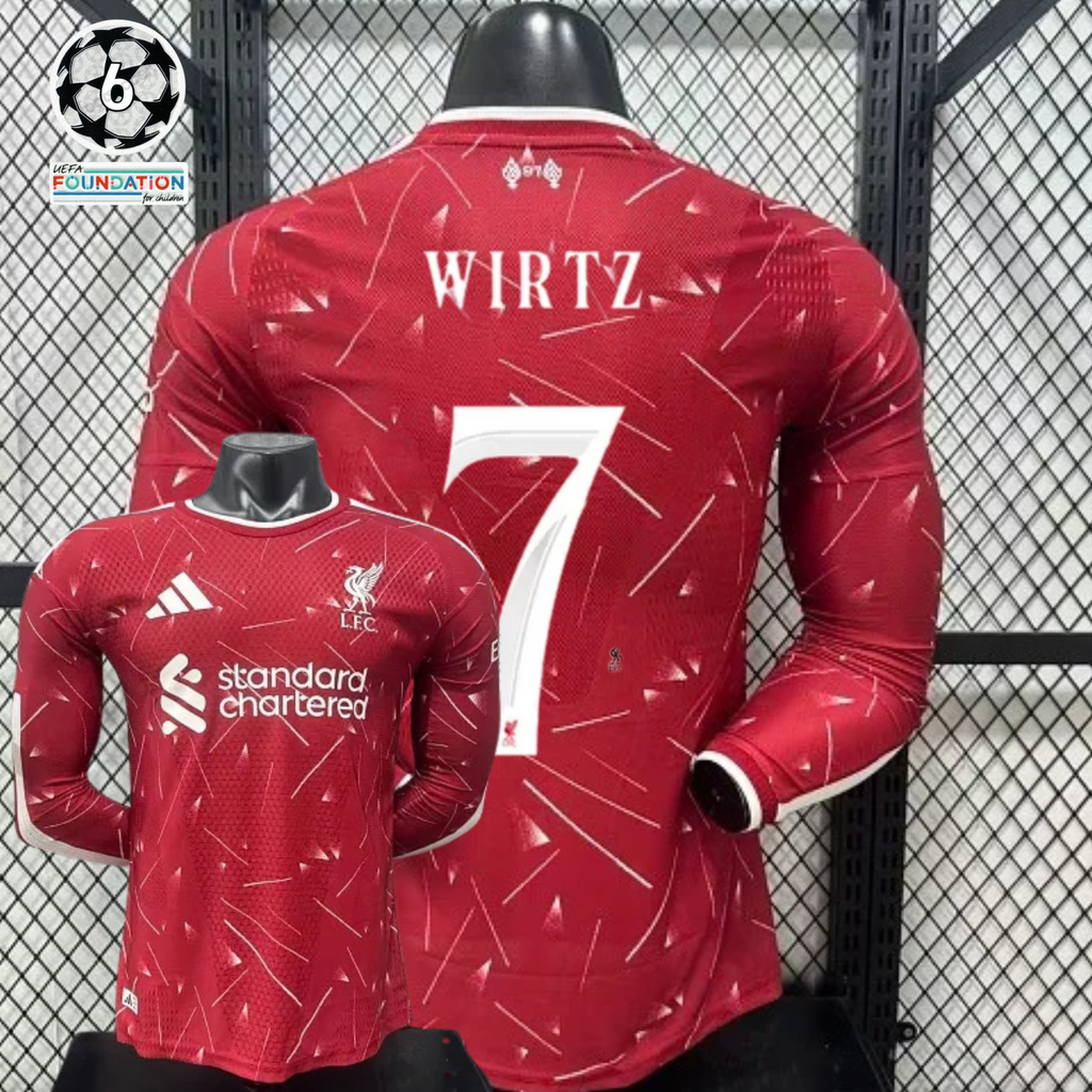 2026-2027 Liverpool Player Version Home Long Sleeve Jersey #7 Wirtz Personalized UCL Patch