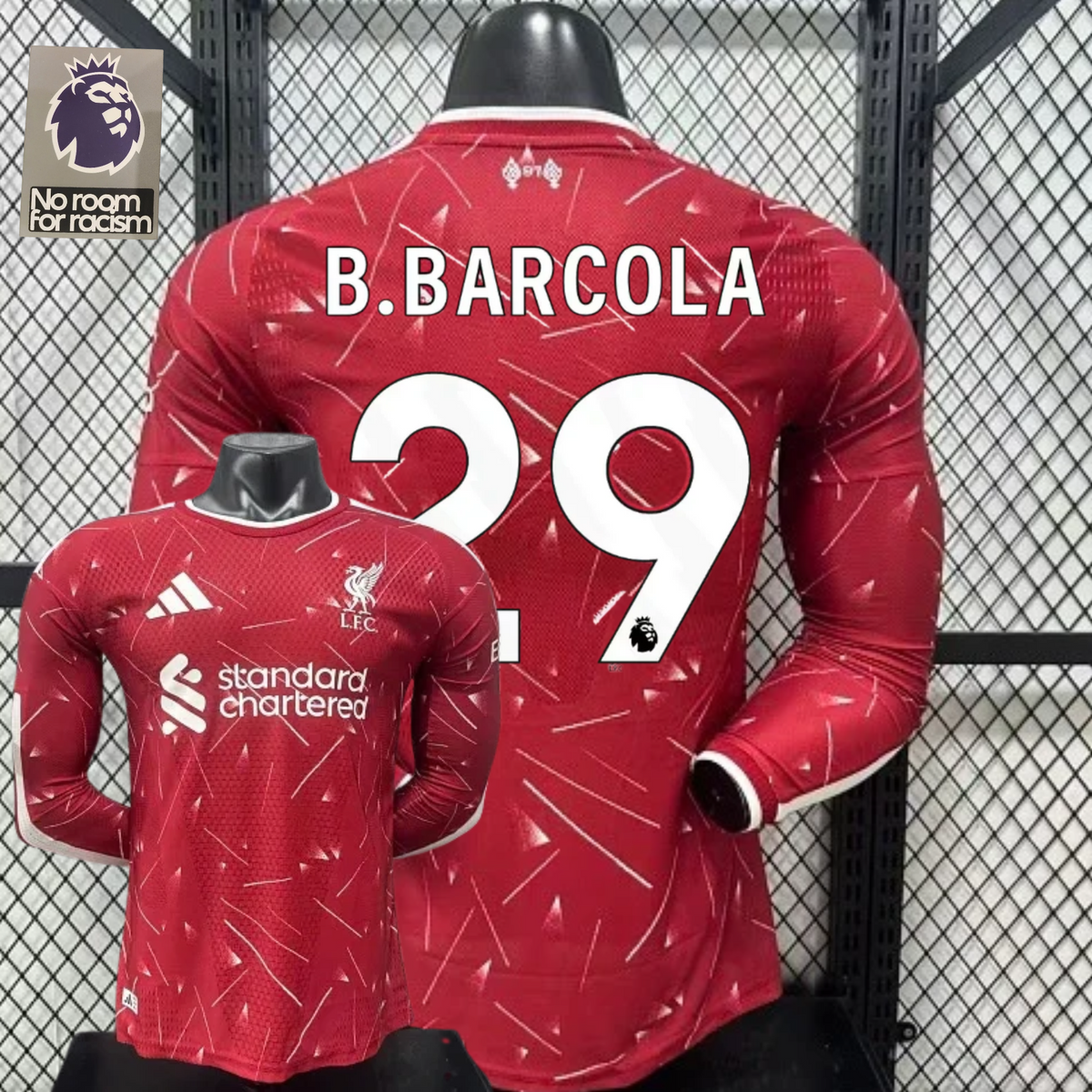 2026-2027 Liverpool Player Version Home Long Sleeve Jersey #29 Barcola Personalized PL Patch