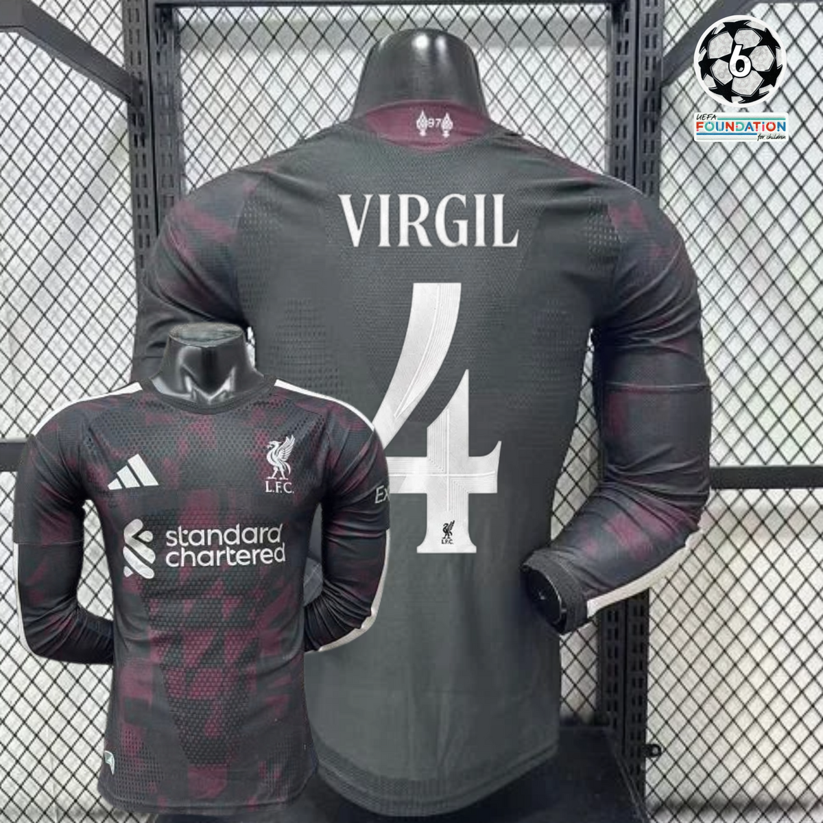 Liverpool 2026-2027 Away Long Sleeve Player Version Jersey #4 Van Dijk Personalized UCL Patch Rare
