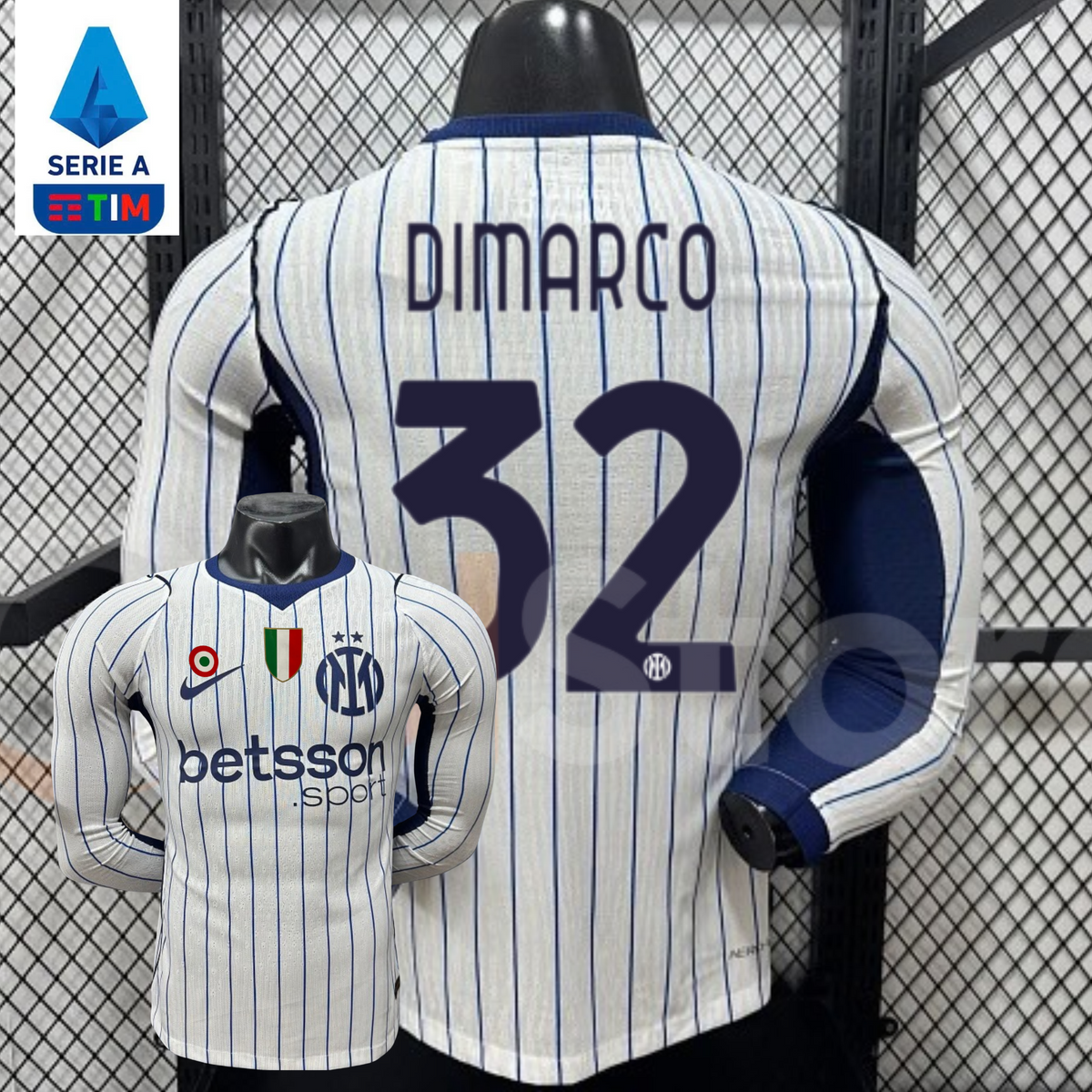 Inter Milan 2026-2027 Away Long Sleeve Player Version Jersey #32 Dimarco Serie A Patch Personalized S-3XL