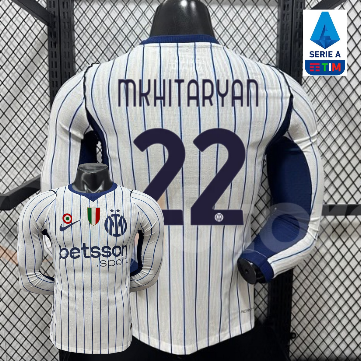 Inter Milan 2026-2027 Away Long Sleeve Player Version Jersey #22 Mkhitaryan Serie A Patch Personalized S-3XL