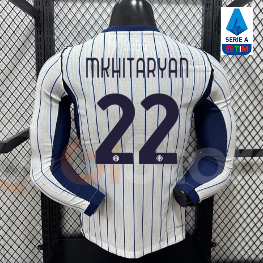 Inter Milan 2026-2027 Away Long Sleeve Player Version Jersey #22 Mkhitaryan Serie A Patch Personalized S-3XL