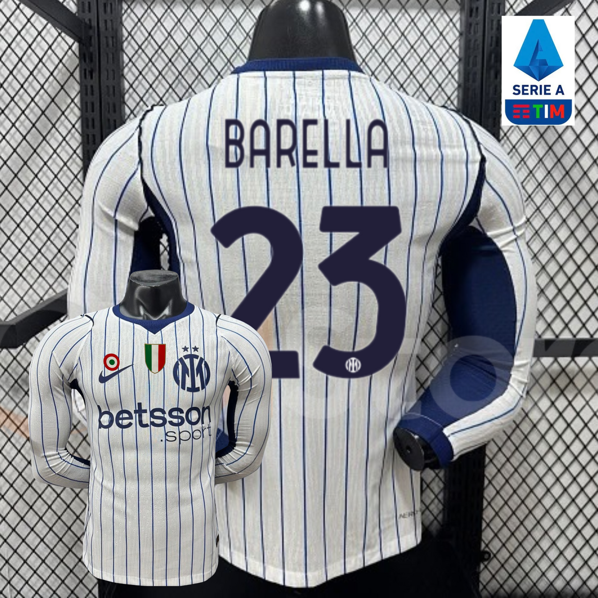 Inter Milan 2026-2027 Away Long Sleeve Player Version Jersey #23 Barella Serie A Patch Personalized S-3XL