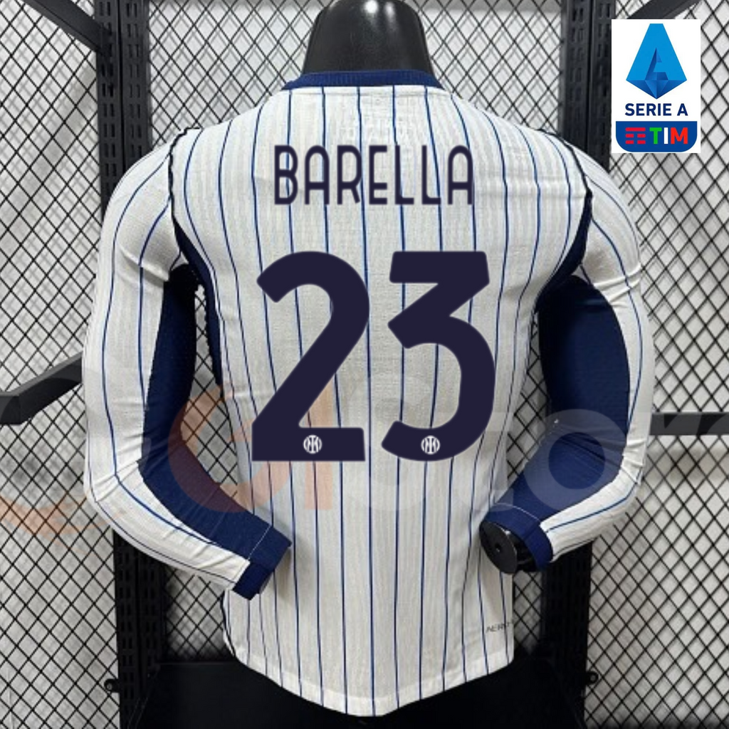 Inter Milan 2026-2027 Away Long Sleeve Player Version Jersey #23 Barella Serie A Patch Personalized S-3XL