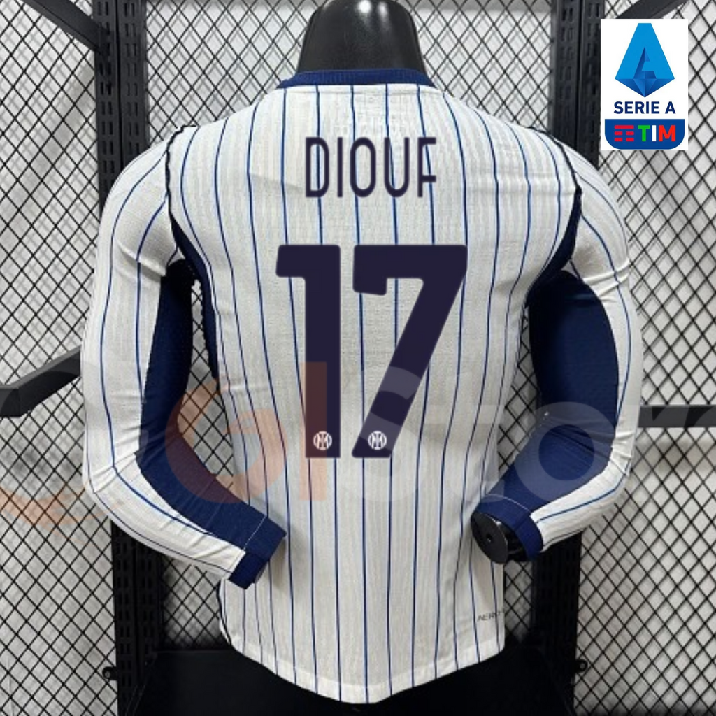 Inter Milan 2026-2027 Away Long Sleeve Player Version Jersey #17 Diouf Serie A Patch Personalized S-3XL