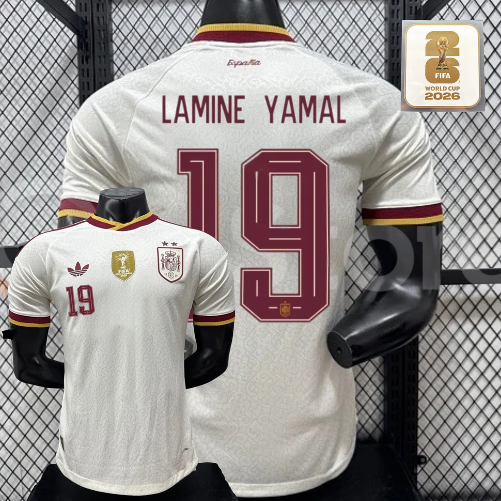 Spain 2026 World Cup Champions Home Jersey 2 Stars #19 Lamine Yamal Patch Personalized S-3XL