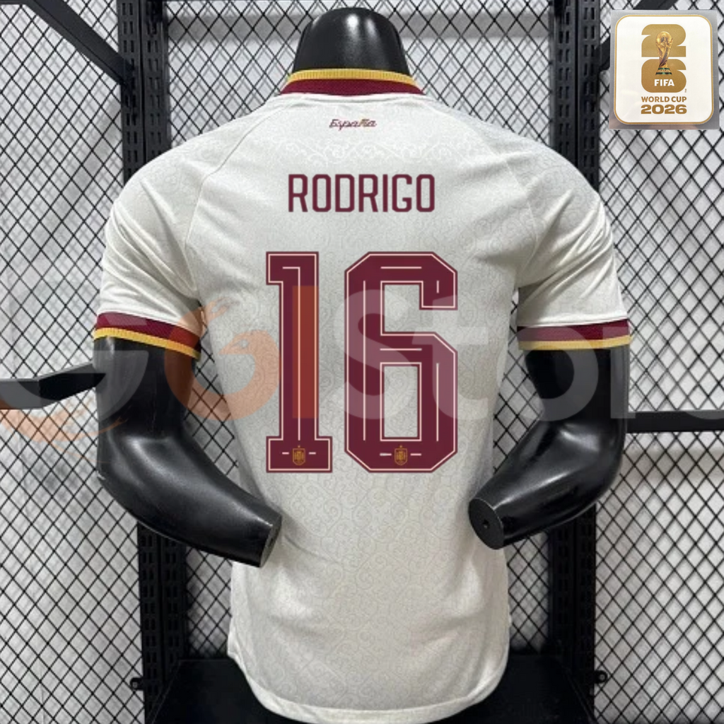 Spain 2026 World Cup Champions Home Jersey 2 Stars #16 Rodri Patch Personalized S-3XL