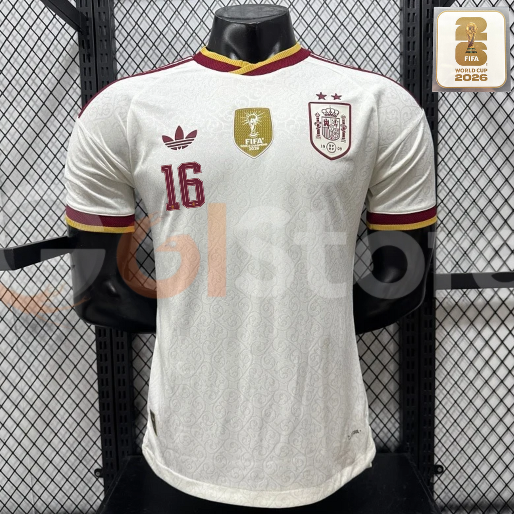 Spain 2026 World Cup Champions Home Jersey 2 Stars #16 Rodri Patch Personalized S-3XL