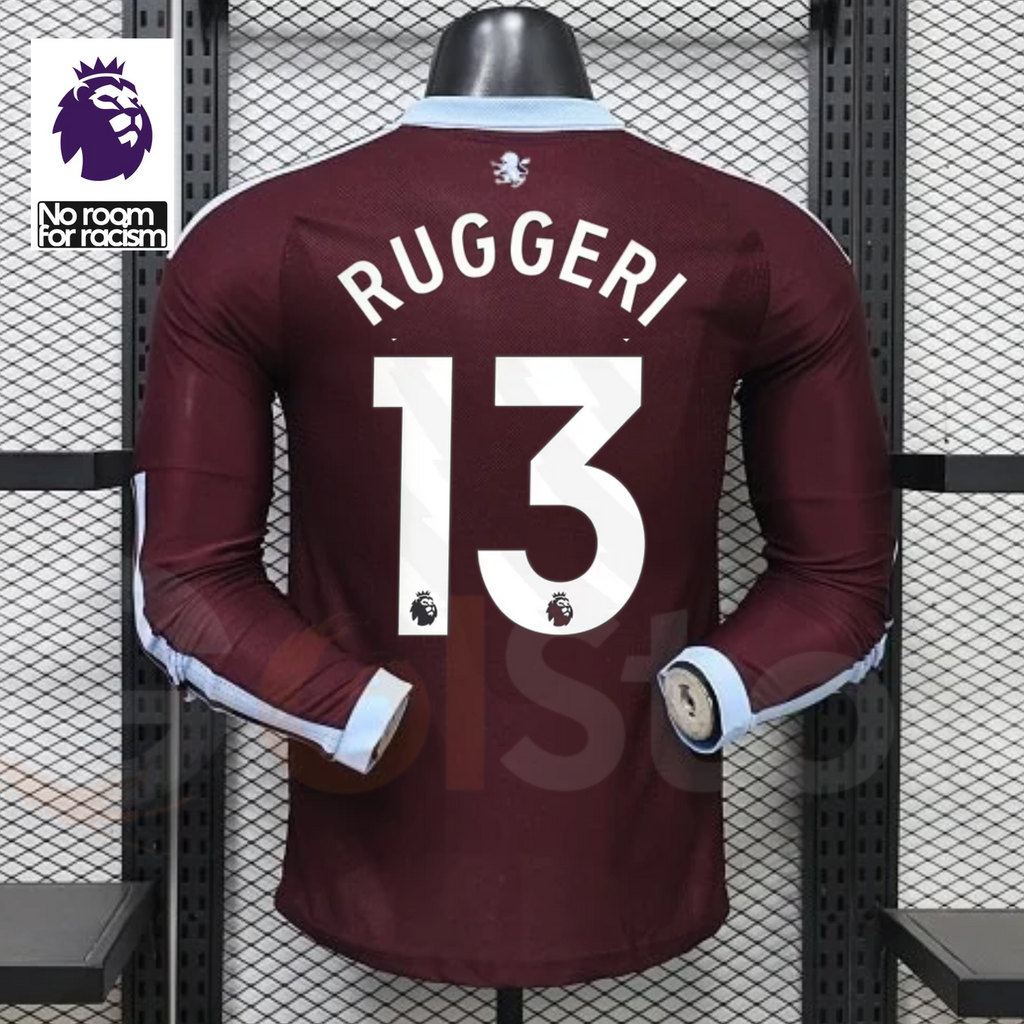 Aston Villa Home Long-Sleeve Player Jersey – Ruggeri #13