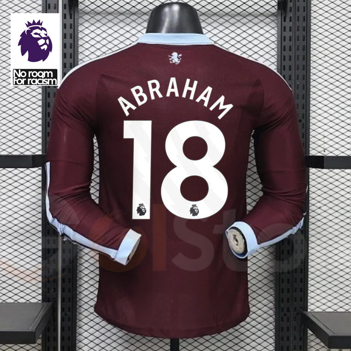 Aston Villa Home Long-Sleeve Player Jersey – Abraham #18