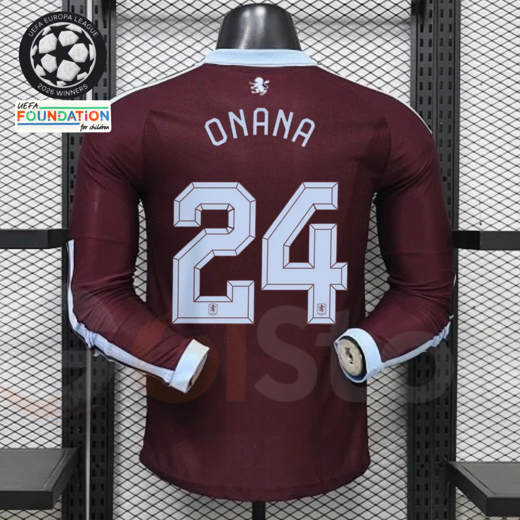 Aston Villa Home Long-Sleeve Player Jersey – Onana #24 UCL