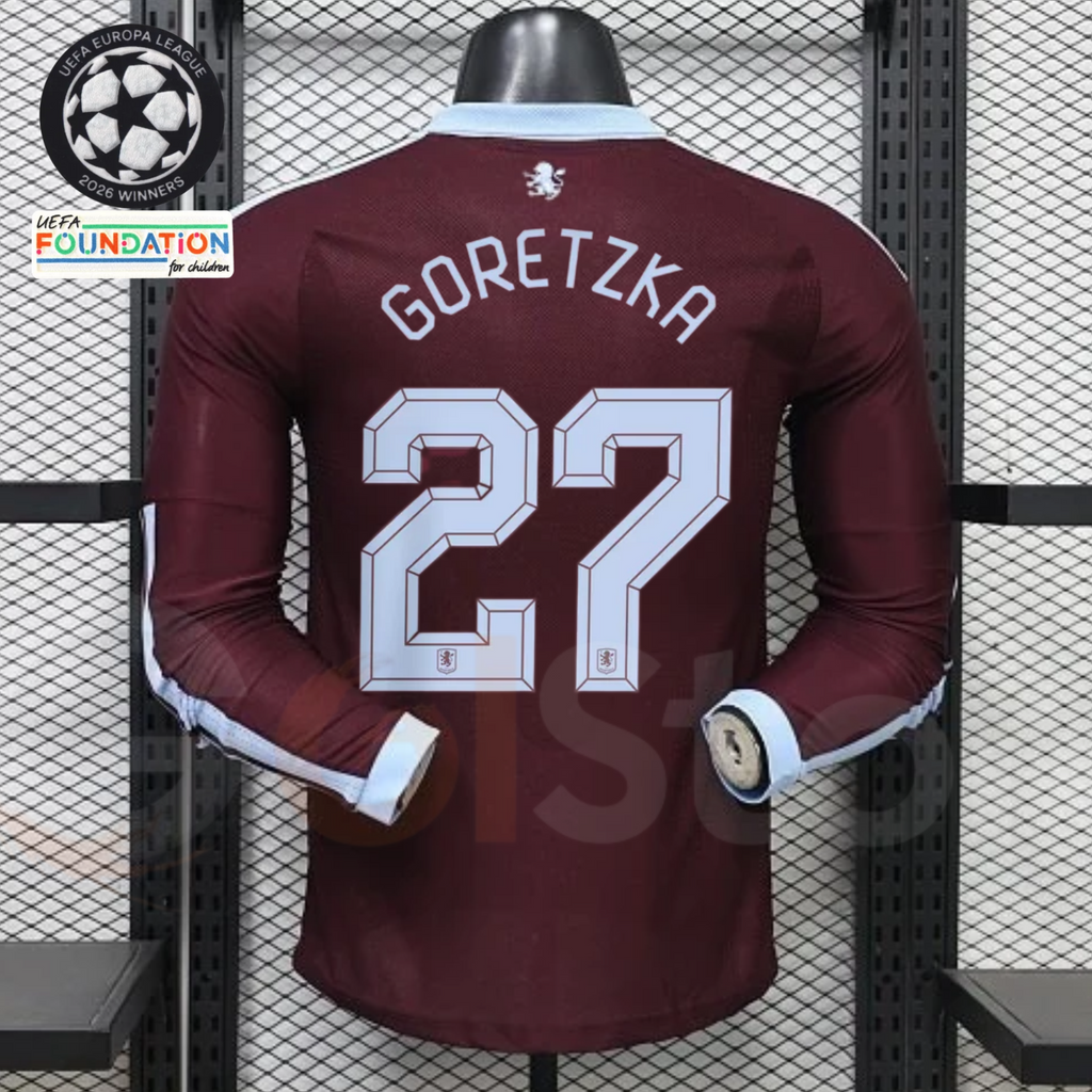 Aston Villa Home Long-Sleeve Player Jersey – Goretzka #27 UCL