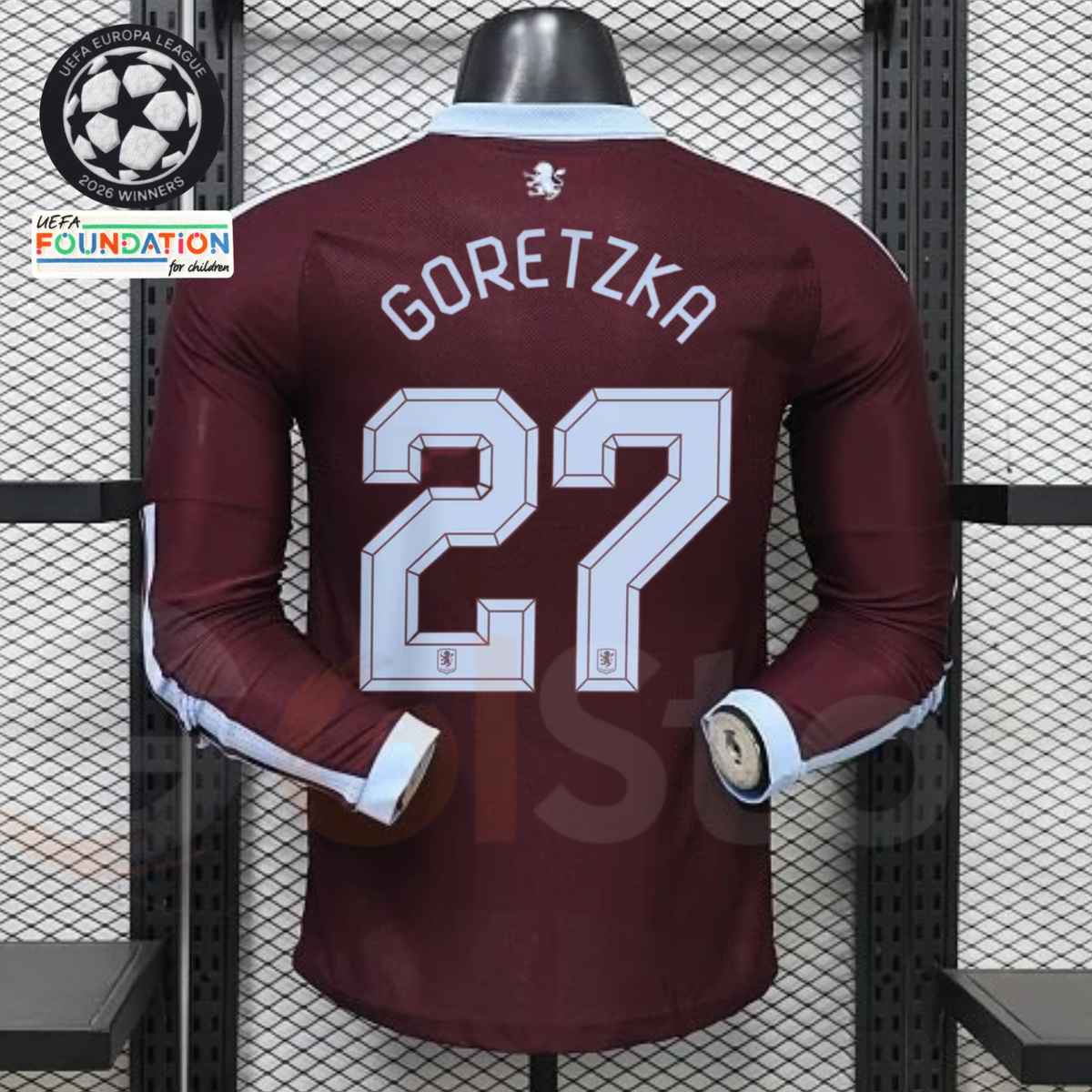 Aston Villa Home Long-Sleeve Player Jersey – Goretzka #27 UCL