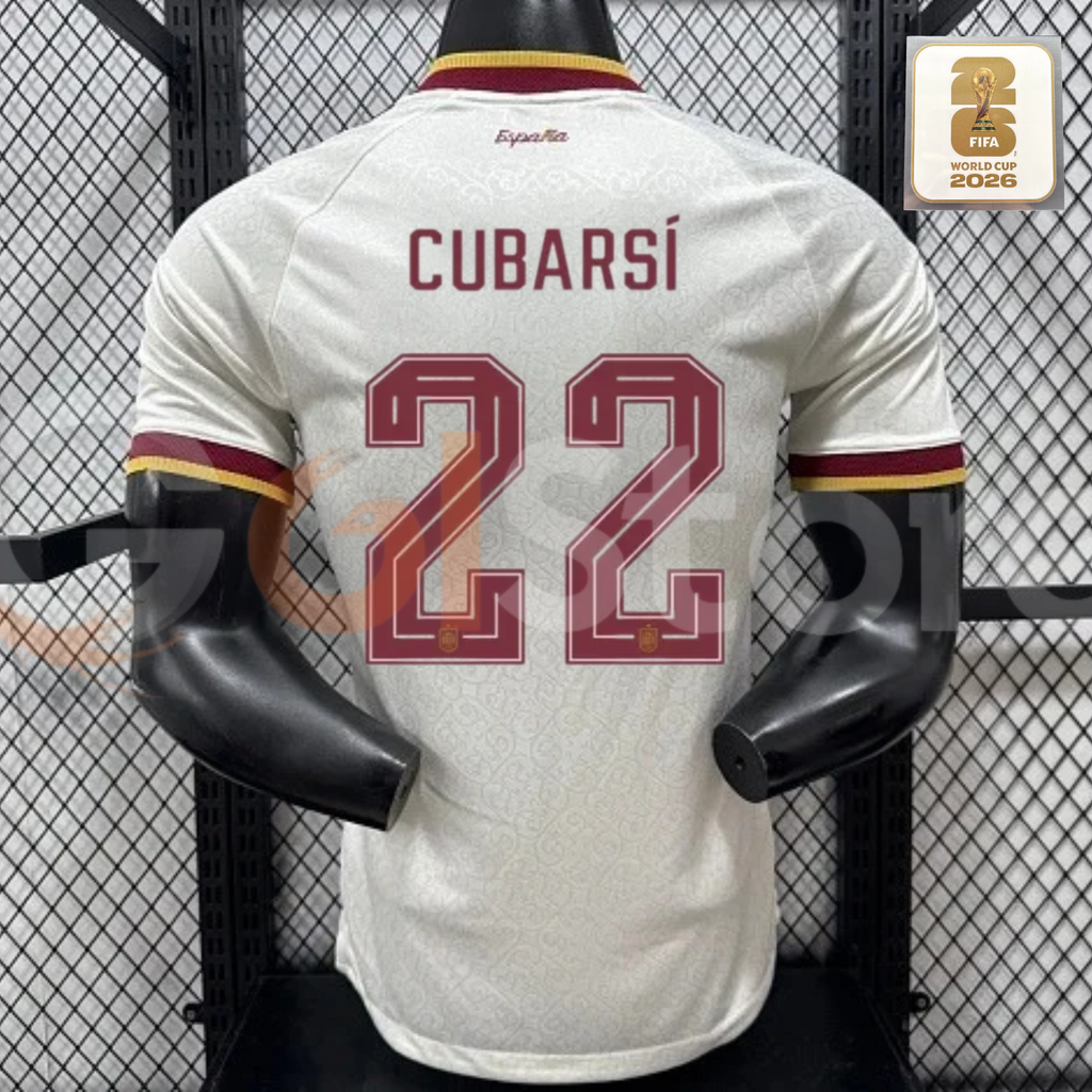 Spain 2026 World Cup Champions Home Jersey 2 Stars #22 Cubarsi Patch Personalized S-3XL