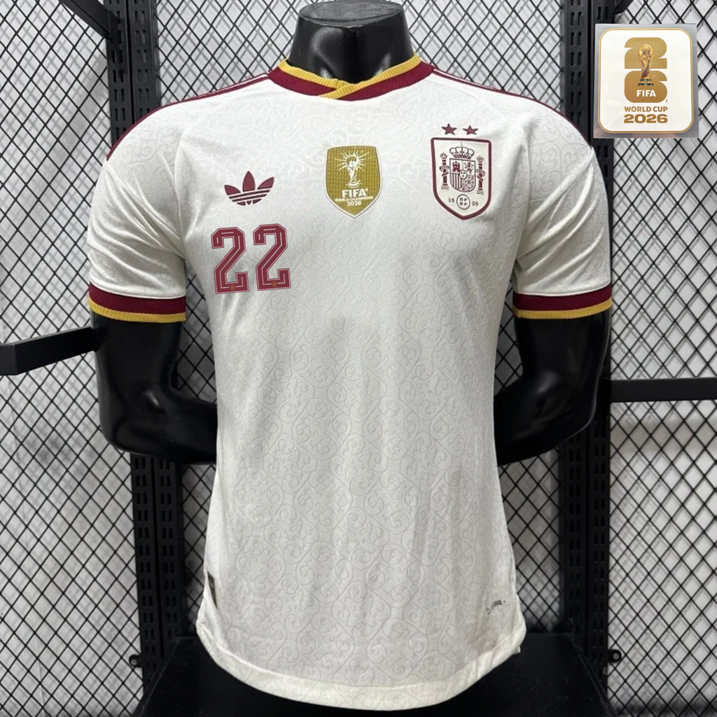 Spain 2026 World Cup Champions Home Jersey 2 Stars #22 Cubarsi Patch Personalized S-3XL