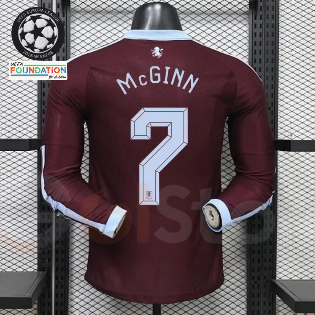 Aston Villa Home Long-Sleeve Player Jersey – McGinn #7 UCL