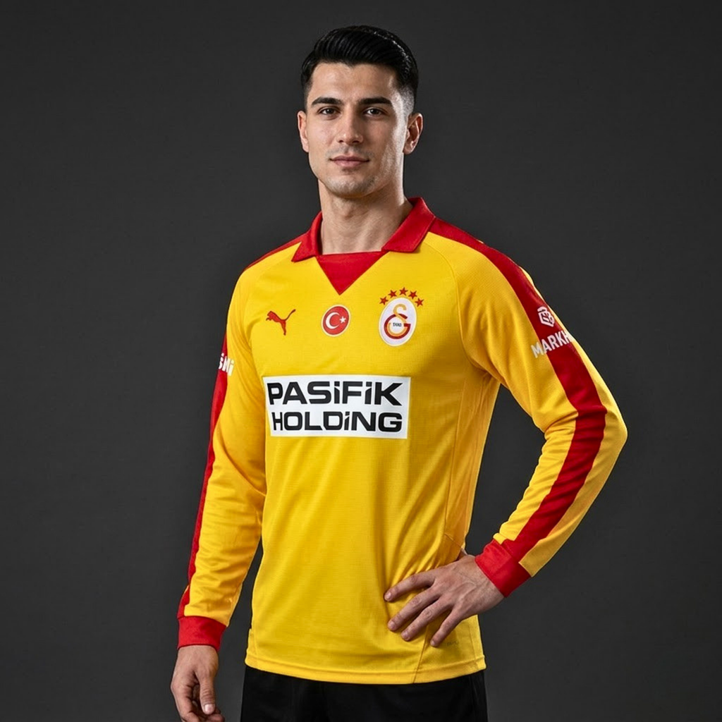 Maillot de Football Rétro Icardi N°9 Galatasaray 25/26 Manches Longues Jaune – Unisexe Tailles S–3XL
