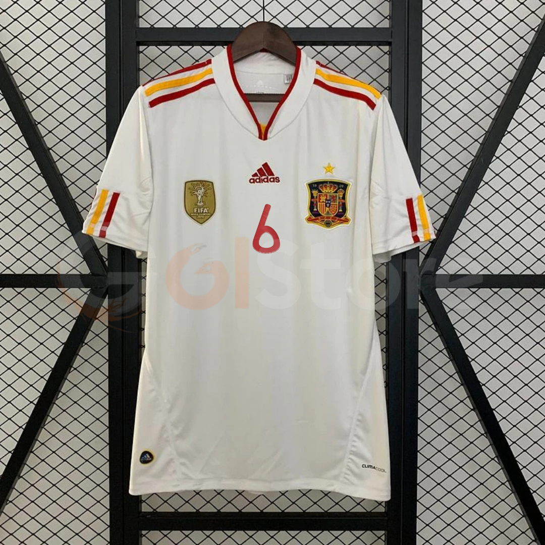 Spain 2011 Away Jersey – Iniesta #6 White Retro