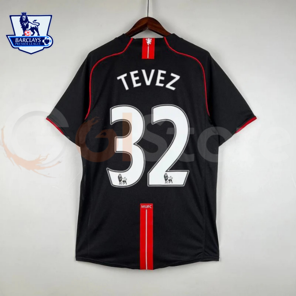 Manchester United 2007-2008 Retro Away Short Sleeve Jersey #32 Tevez Personalized PL UCL Rare