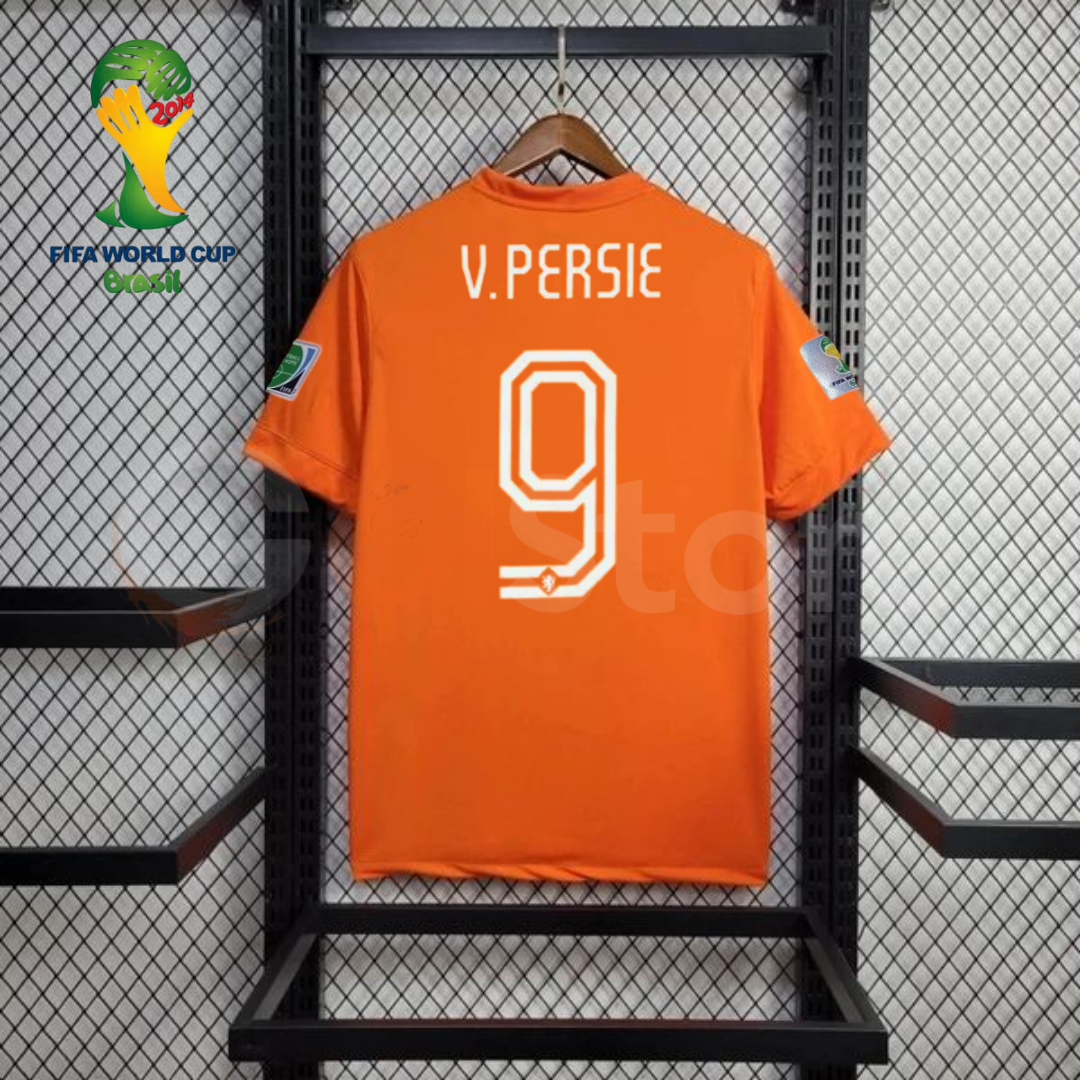 Netherlands 2014 Home Retro Jersey Van Persie #9
