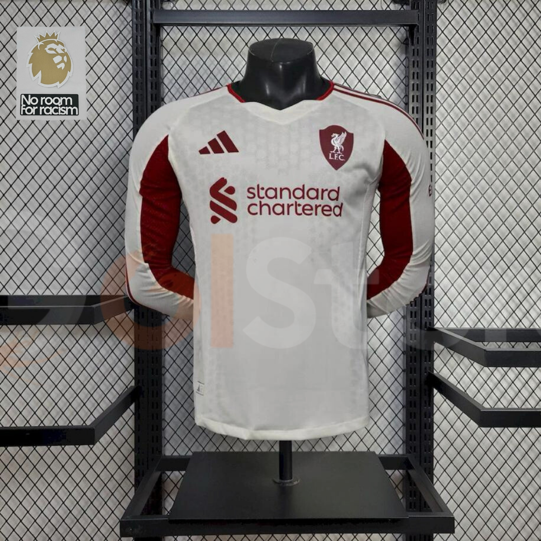 2025-2026 Liverpool Player Version White Long Sleeve Jersey #9 Isak Personalized PL Patch