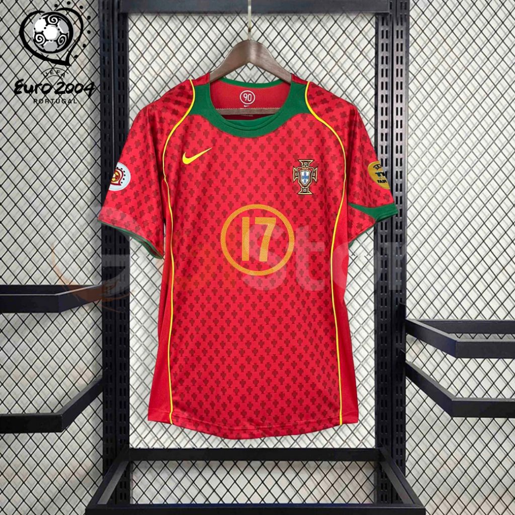 Portugal 2004 Retro Home Short Sleeve Jersey #17 C.Ronaldo Euro 2004 Patch Personalized Rare