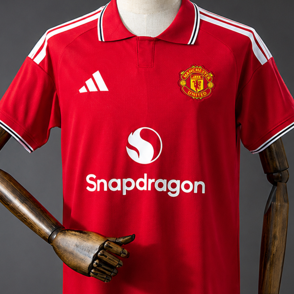 Maillot de football domicile unisexe à manches courtes Manchester United B.Fernandes n°8 26/27 – Édition Champions S–3XL
