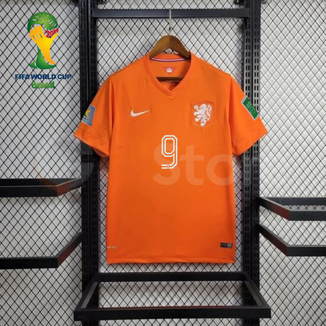 Netherlands 2014 Home Retro Jersey Van Persie #9
