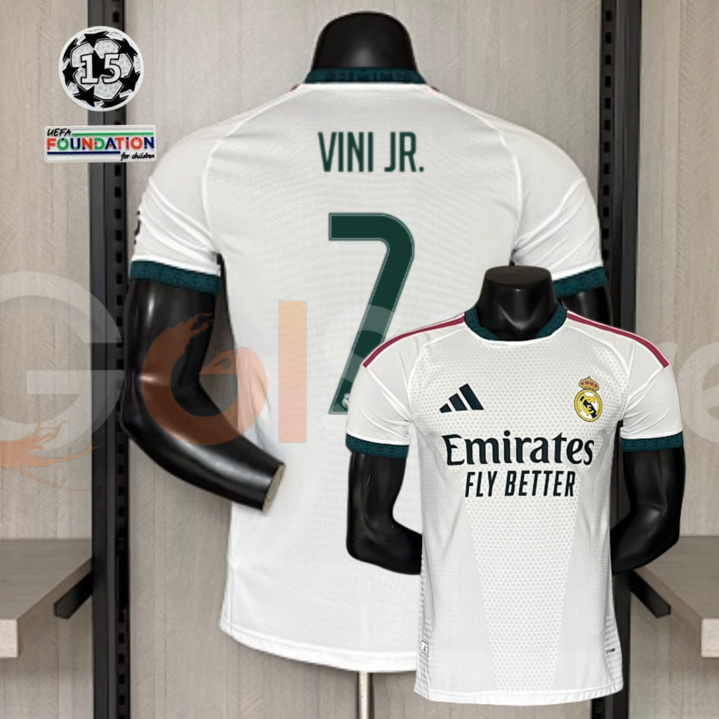 Real Madrid 2026 2027 Home Player Version UEFA Champions League Vinicius Jr 7 Authentic Short Sleeve Football Jersey