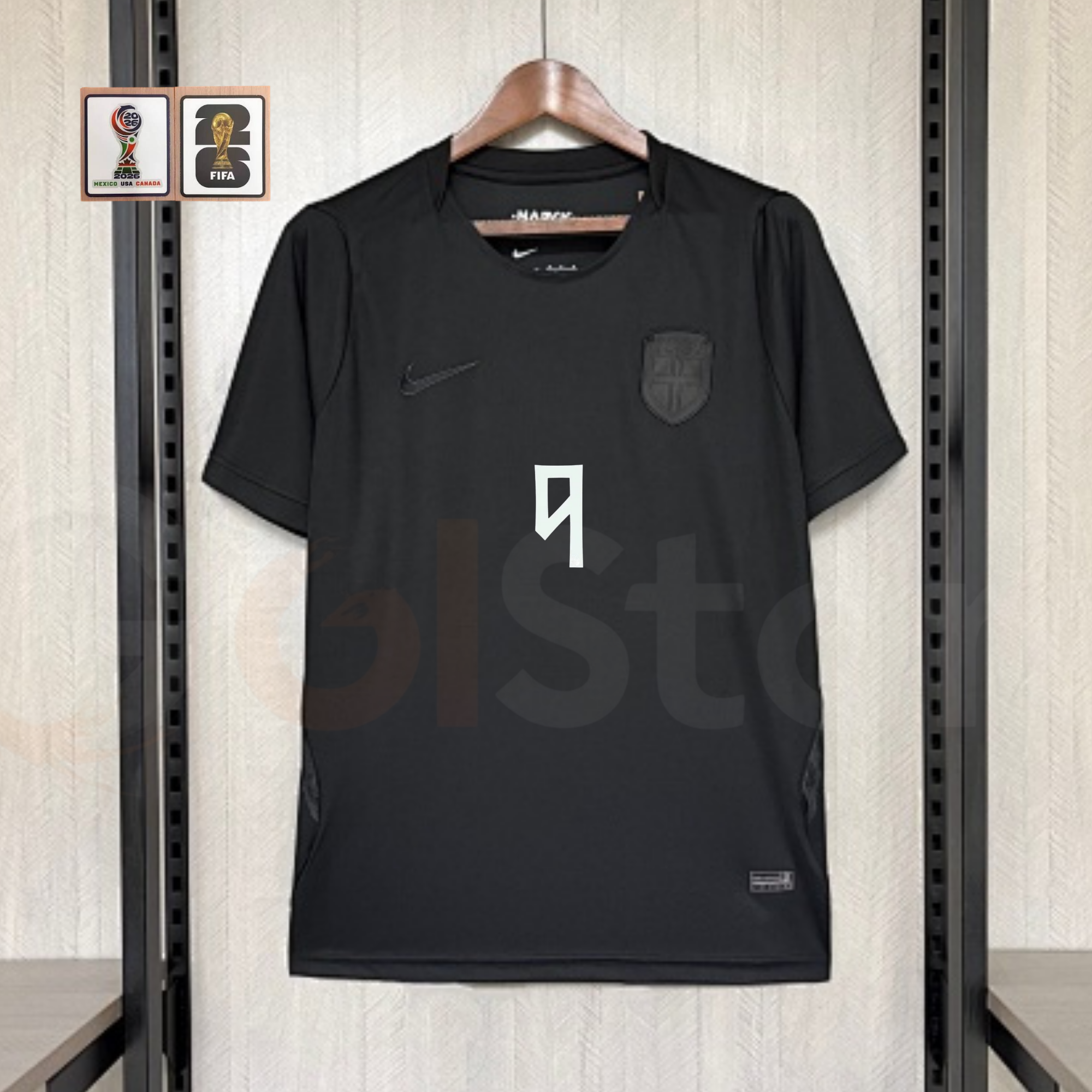 Norway 2026 World Cup Away Jersey #9 Haaland Black Short Sleeve Football Shirt S-3XL