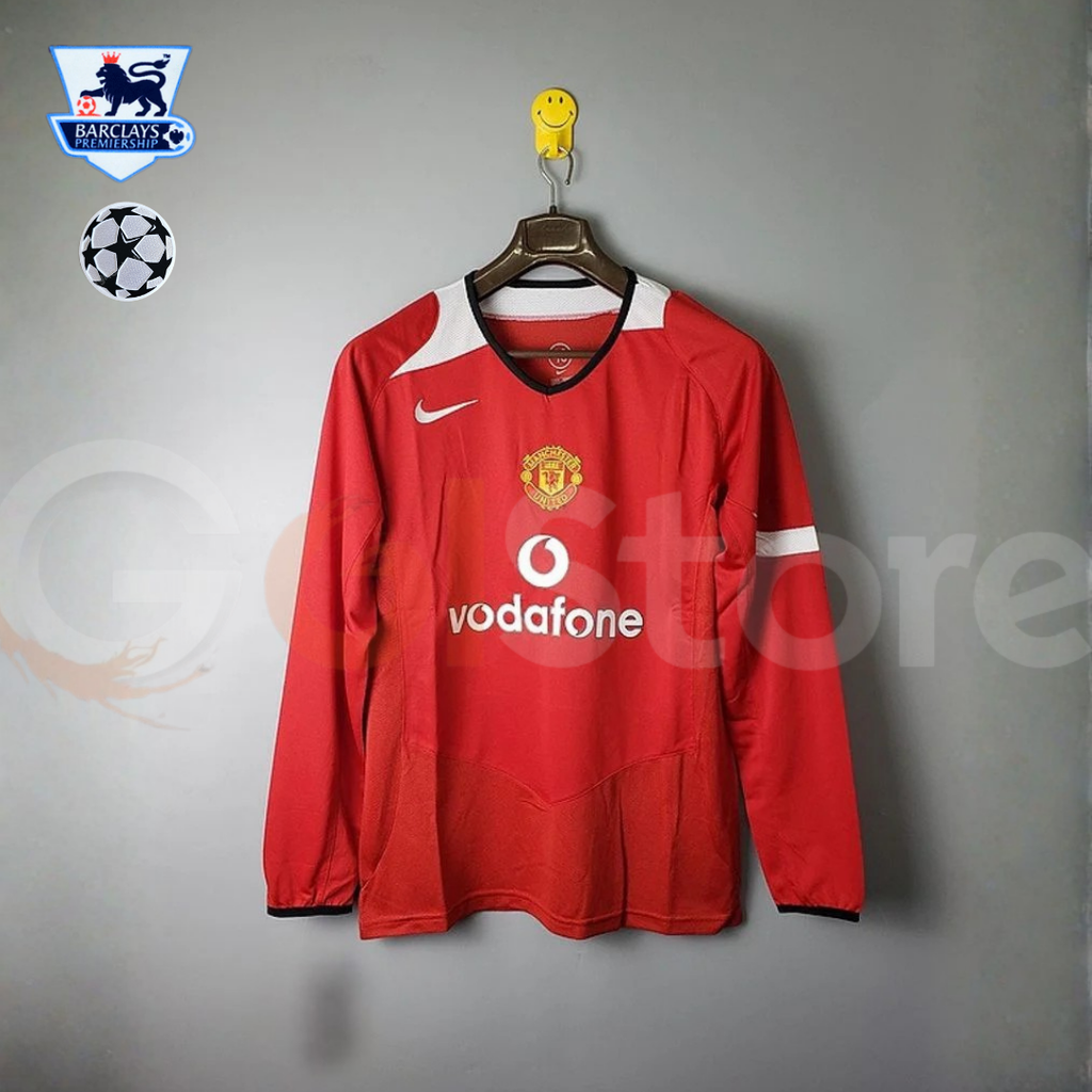 Manchester United 2005-2006 Retro Long Sleeve UCL Jersey Personalized PL UCL Patch Rare