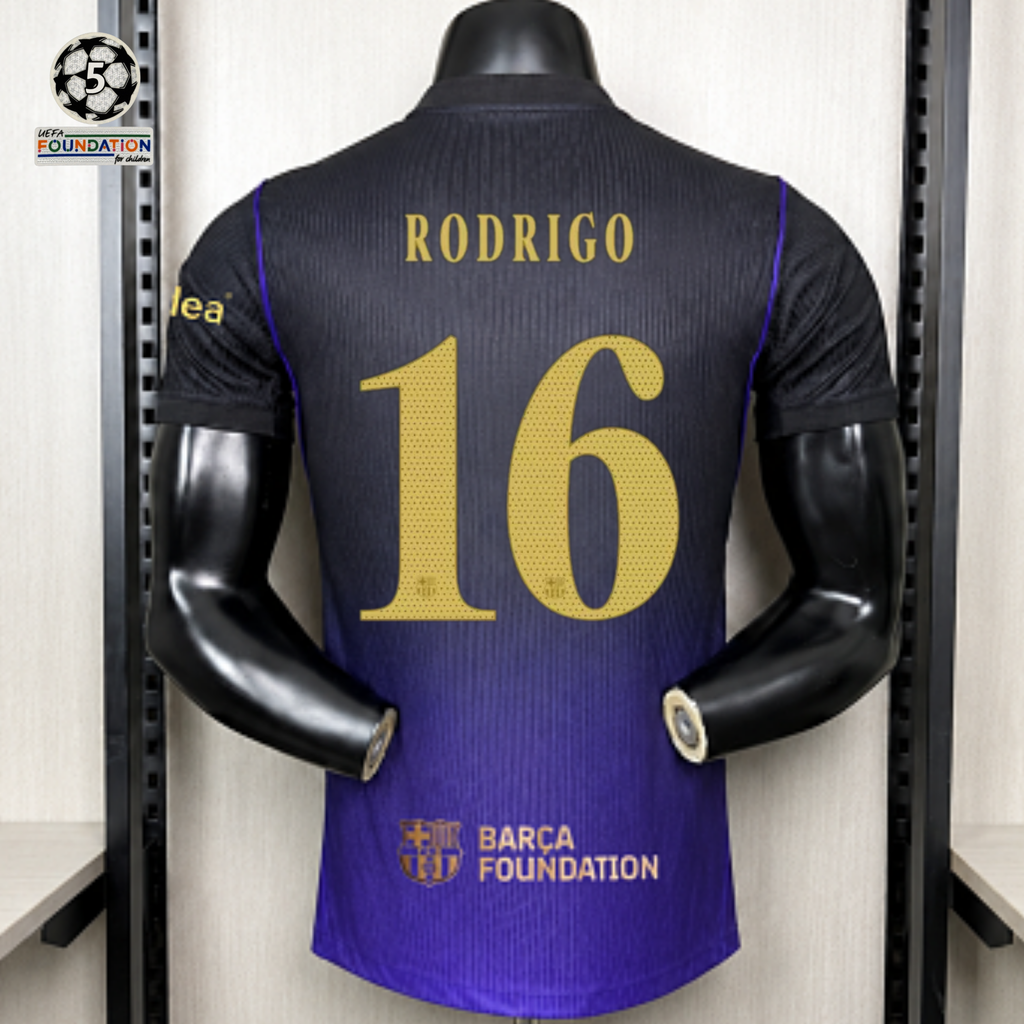 FC Barcelona 2026-27 Away Player Version Jersey | Rodrigo #16 or Custom Name & Number | UCL Patch | S–3XL