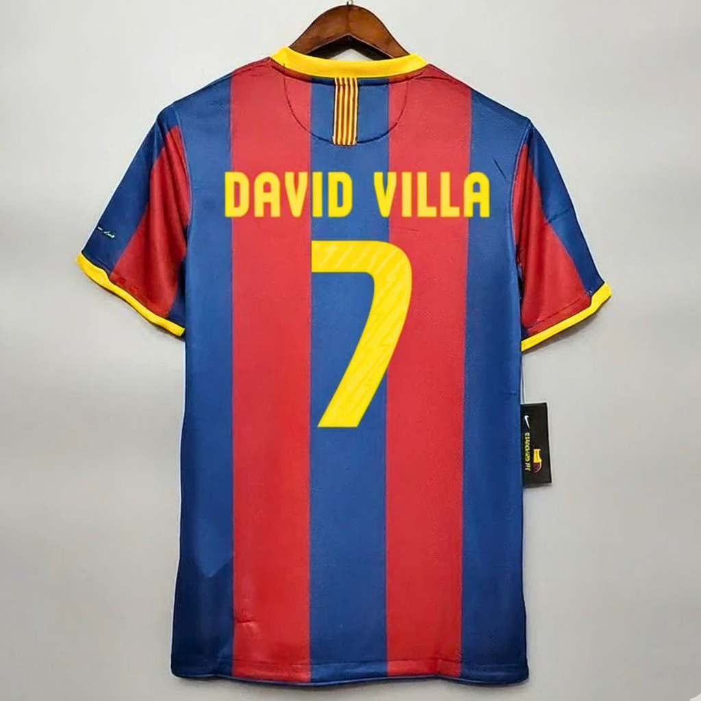 FC Barcelona 2010-11 Retro Home Jersey | #7 David Villa | La Liga & UCL