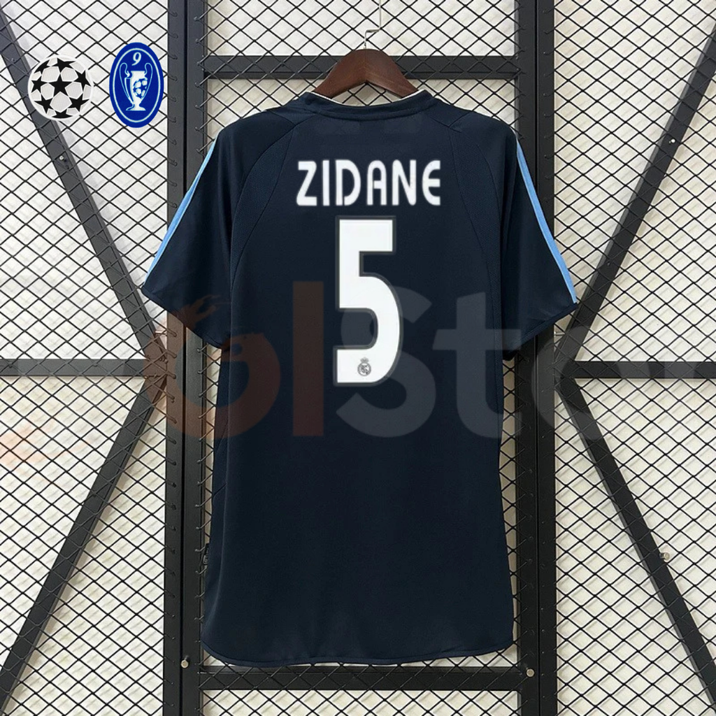 2003/04 Real Madrid Retro Away Navy Blue Jersey #5 Zidane UCL Personalized