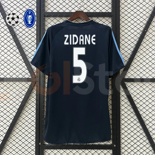 2003/04 Real Madrid Retro Away Navy Blue Jersey #5 Zidane UCL Personalized