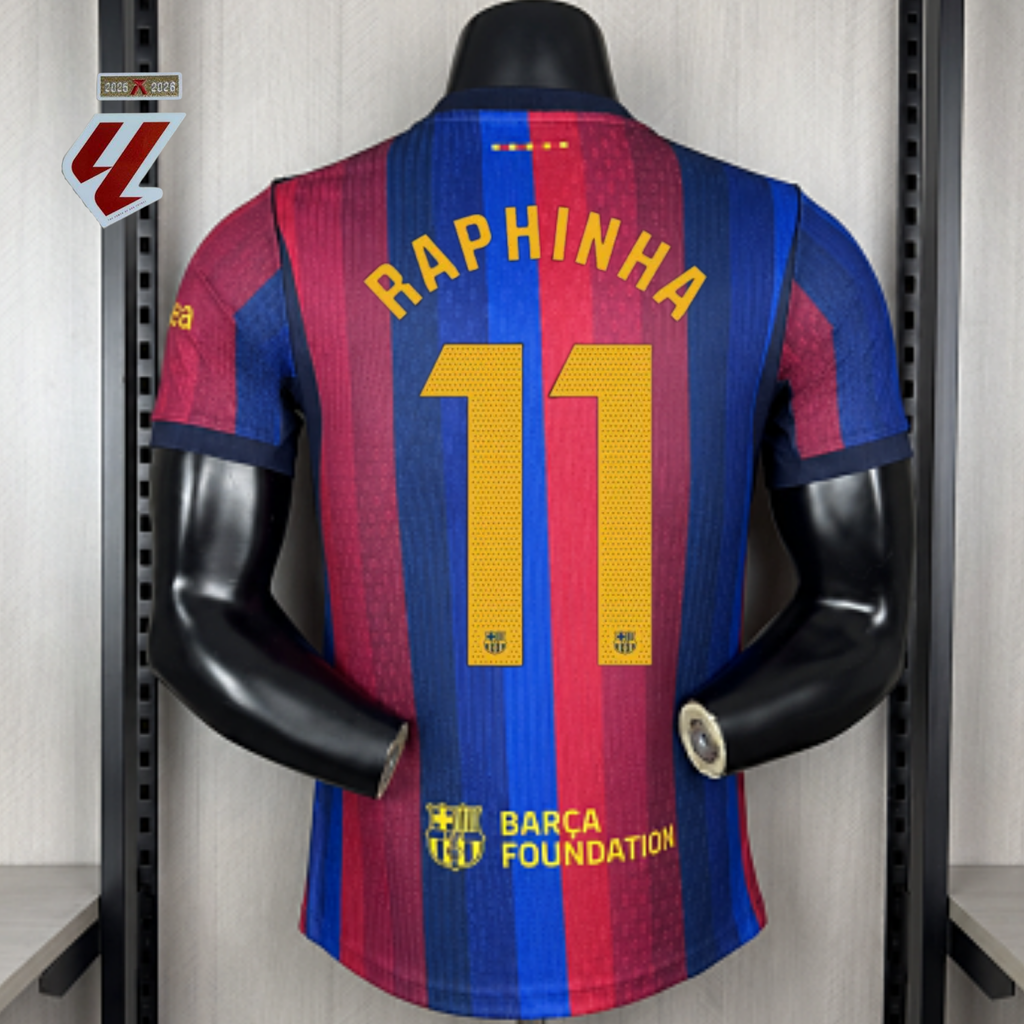 FC Barcelona 2026-27 Home Player Version Jersey | Raphinha #11 or Custom Name & Number | La Liga Patch | S–3XL